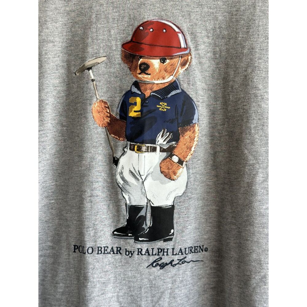 Polo Ralph Lauren Polo Bear T Shirt Mens 4XLT Tall Gray Polo Player Graphic Tee